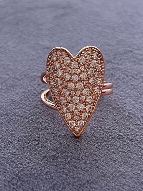 Kate Spade Rose Gold Heart Pavé Ring Size 8